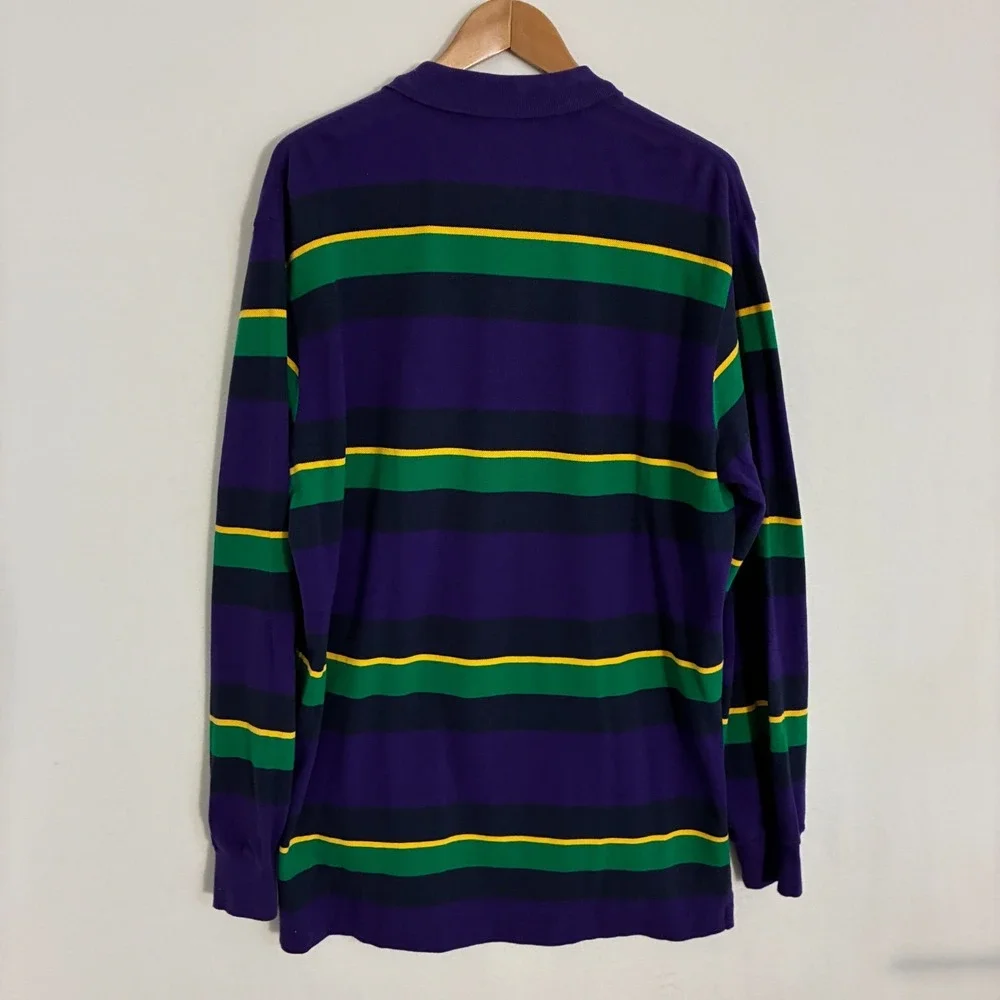 Polo Ralph Lauren Polo Shirt Men's L Striped Pony Golf Preppy Keef Rugby Street